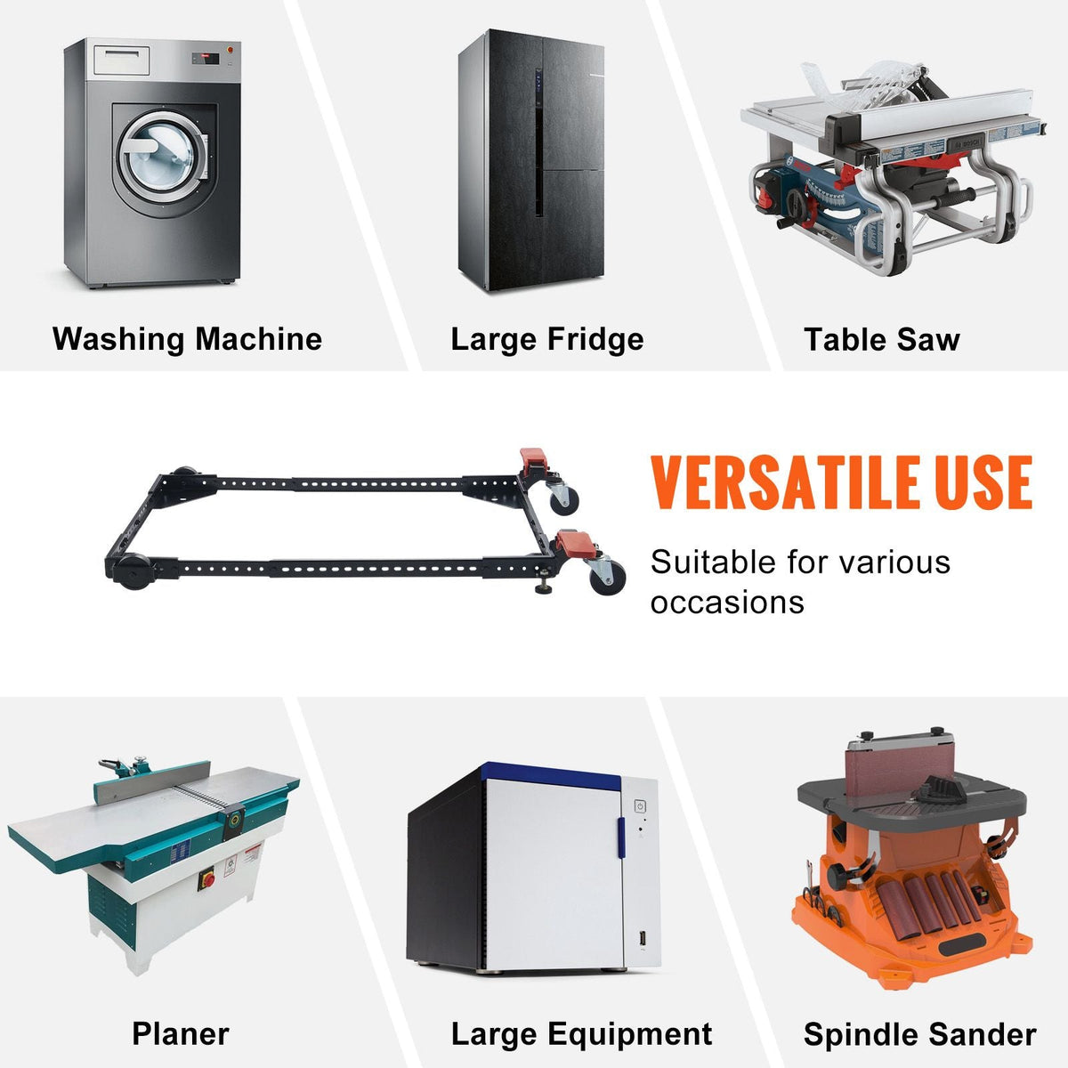 Mobile Base, 500 lbs Weight Capacity, Adjustable from 12" x 12" to 36" x 36", Heavy Duty Universal Mobile Base Stand with Swivel Wheels, for Woodworking Equipment, Bandsaw, Power Tools, Machines