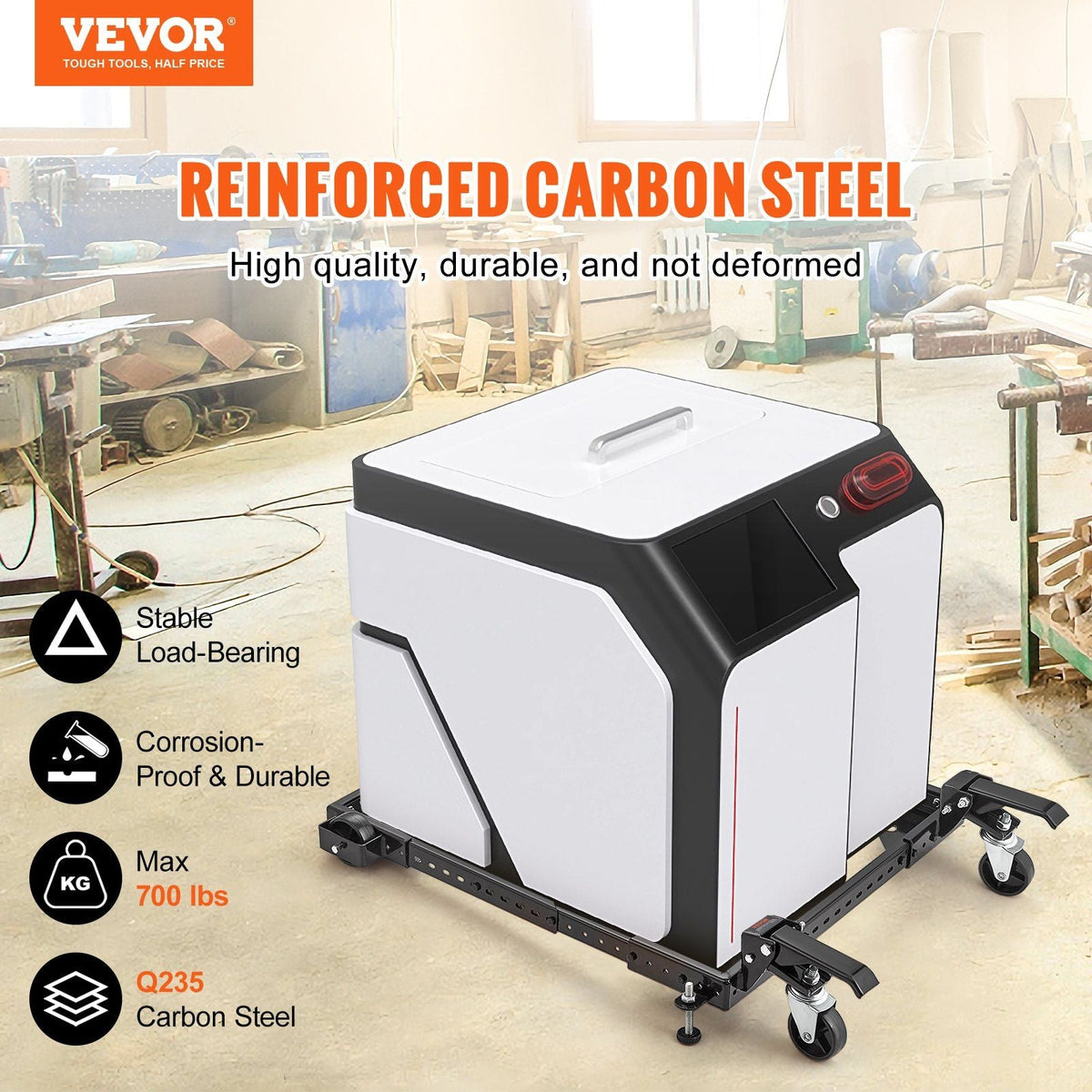 Mobile Base, 700 lbs Weight Capacity, Adjustable from 15" x 15" to 36" x 36", Heavy Duty Universal Mobile Base Stand with Swivel Wheels, for Woodworking Equipment, Bandsaw, Power Tools, Machines