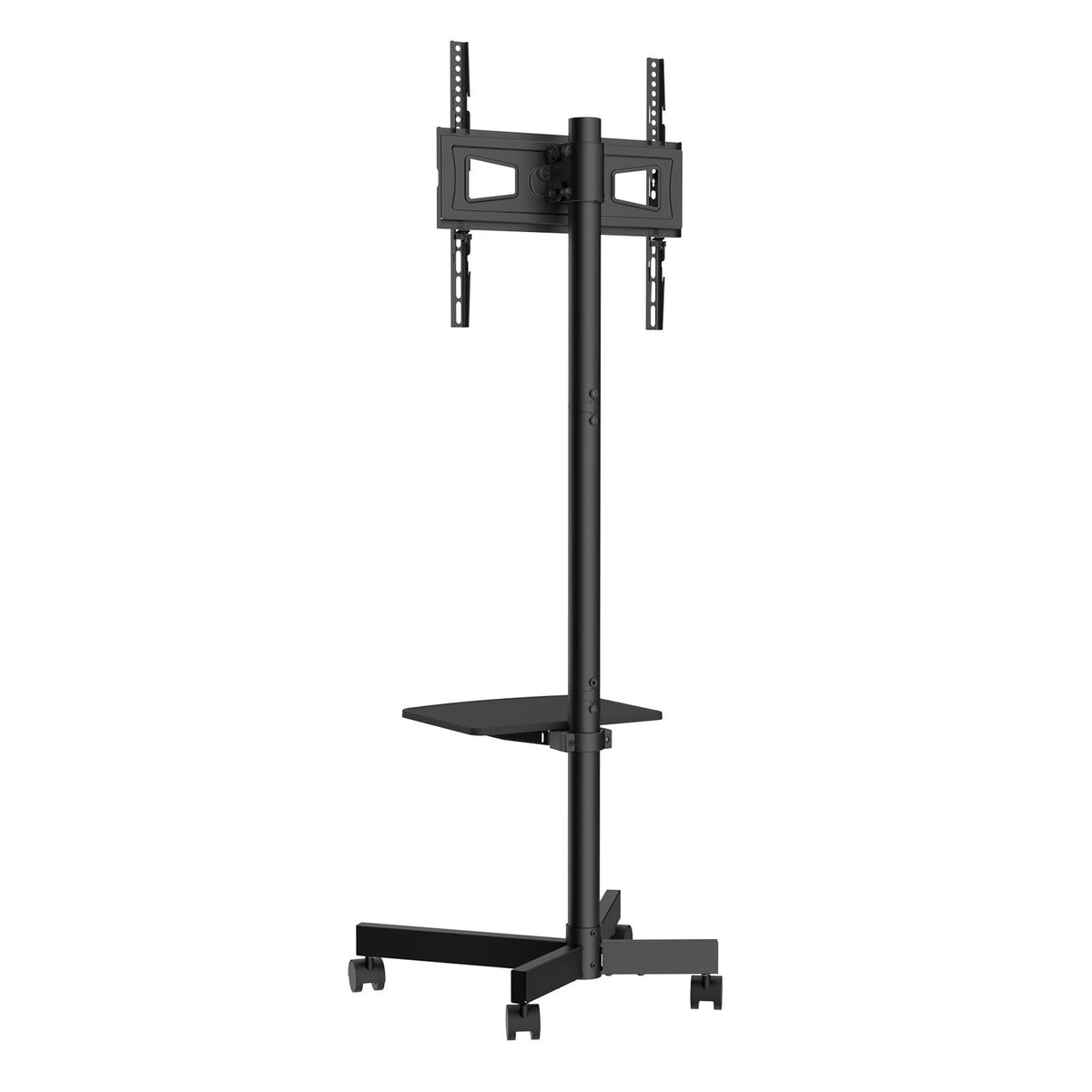 Mobile TV Stand, Mobile TV Cart for 23 to 60 inch TVs, Height Adjustable Portable TV Stand with Wheels, with A Tray for Audio-Visual Devices, Rolling TV Stand with Mount for Bedroom, Living Room