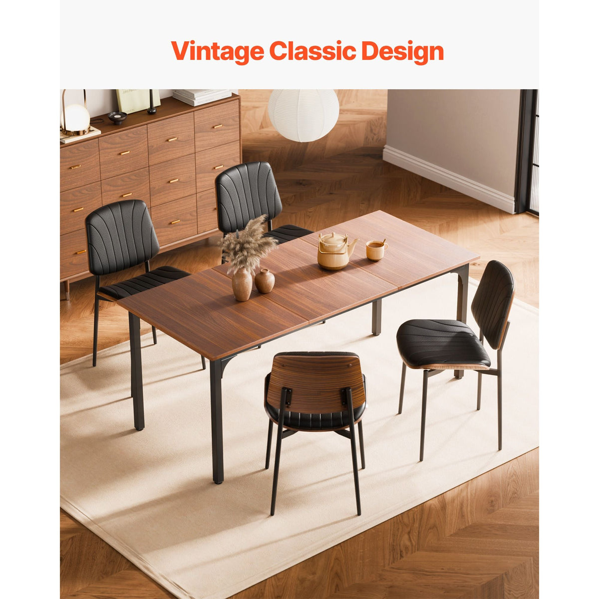 Modern Dining Room Accent Chairs Set of 2, Upholstered Leather Side Chair for Dining Tables, Space-Saving Kitchen Table Chair with Thick Cushions and Metal Legs, Black