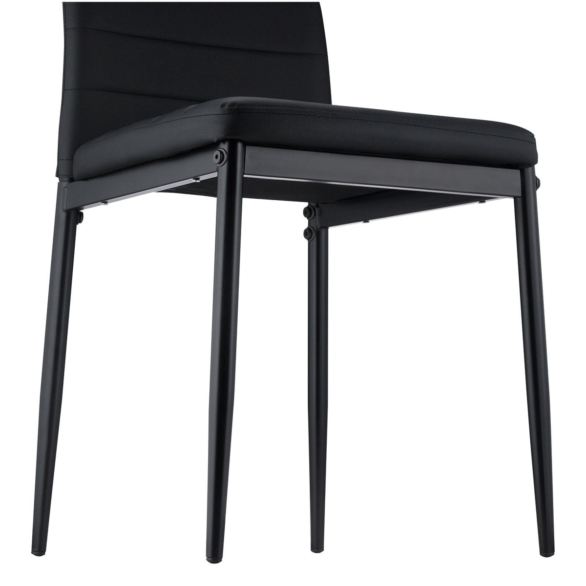 Modern Dining Room Accent Chairs Set of 4, Upholstered Leather Side Chair for Dining Tables, Space-Saving Kitchen Table Chair with Thick Cushions and Metal Legs, Black