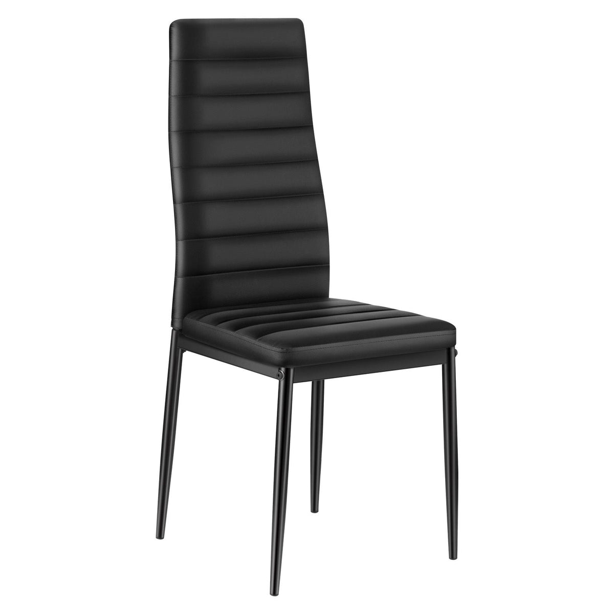 Modern Dining Room Accent Chairs Set of 4, Upholstered Leather Side Chair for Dining Tables, Space-Saving Kitchen Table Chair with Thick Cushions and Metal Legs, Black