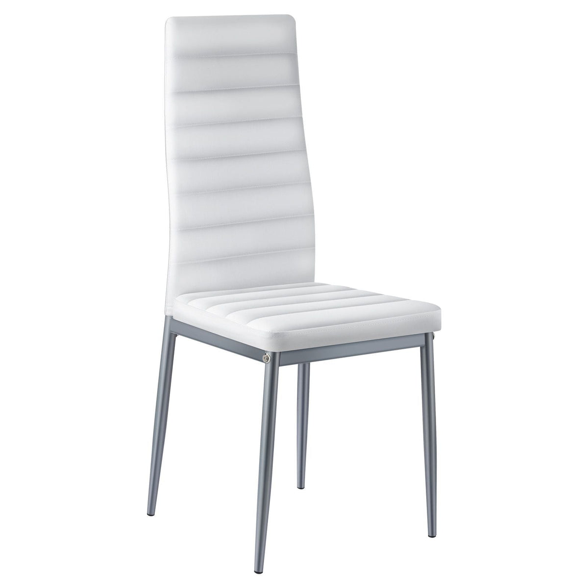 Modern Dining Room Accent Chairs Set of 4, Upholstered Leather Side Chair for Dining Tables, Space-Saving Kitchen Table Chair with Thick Cushions and Metal Legs, White