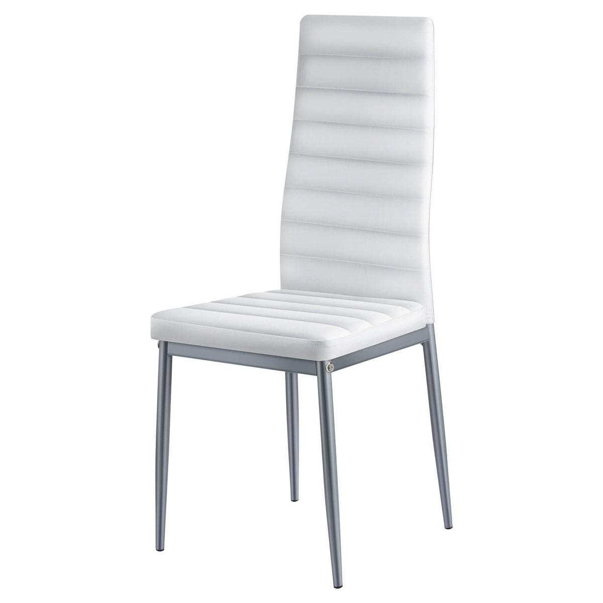 Modern Dining Room Accent Chairs Set of 4, Upholstered Leather Side Chair for Dining Tables, Space-Saving Kitchen Table Chair with Thick Cushions and Metal Legs, White