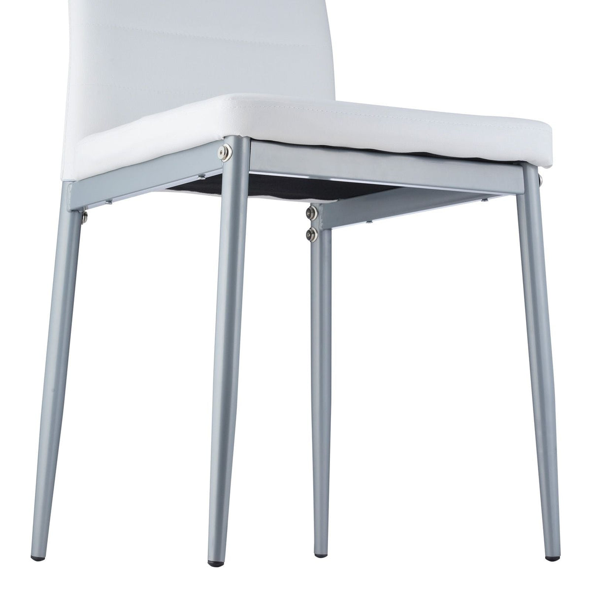 Modern Dining Room Accent Chairs Set of 4, Upholstered Leather Side Chair for Dining Tables, Space-Saving Kitchen Table Chair with Thick Cushions and Metal Legs, White