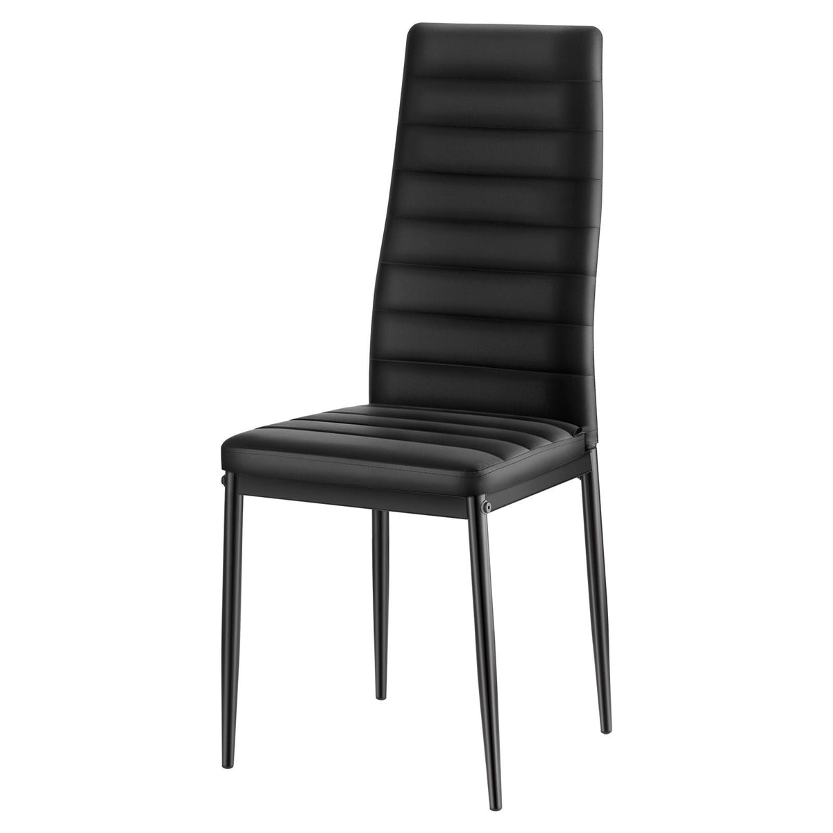 Modern Dining Room Accent Chairs Set of 6, Upholstered Leather Side Chair for Dining Tables, Space-Saving Kitchen Table Chair with Thick Cushions and Metal Legs, Black