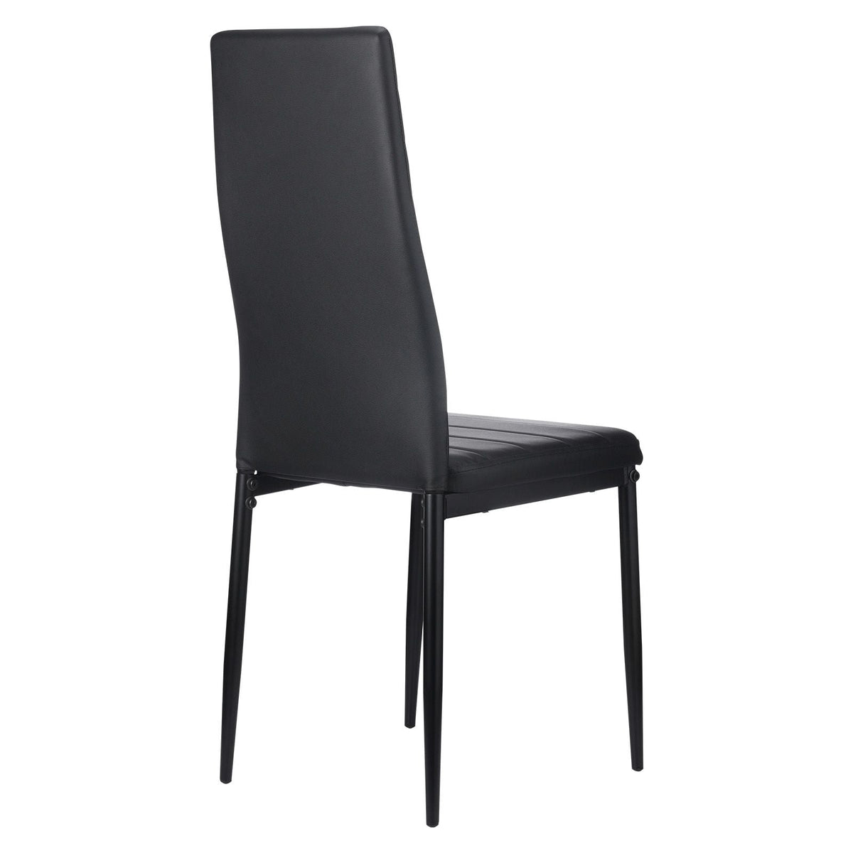 Modern Dining Room Accent Chairs Set of 6, Upholstered Leather Side Chair for Dining Tables, Space-Saving Kitchen Table Chair with Thick Cushions and Metal Legs, Black