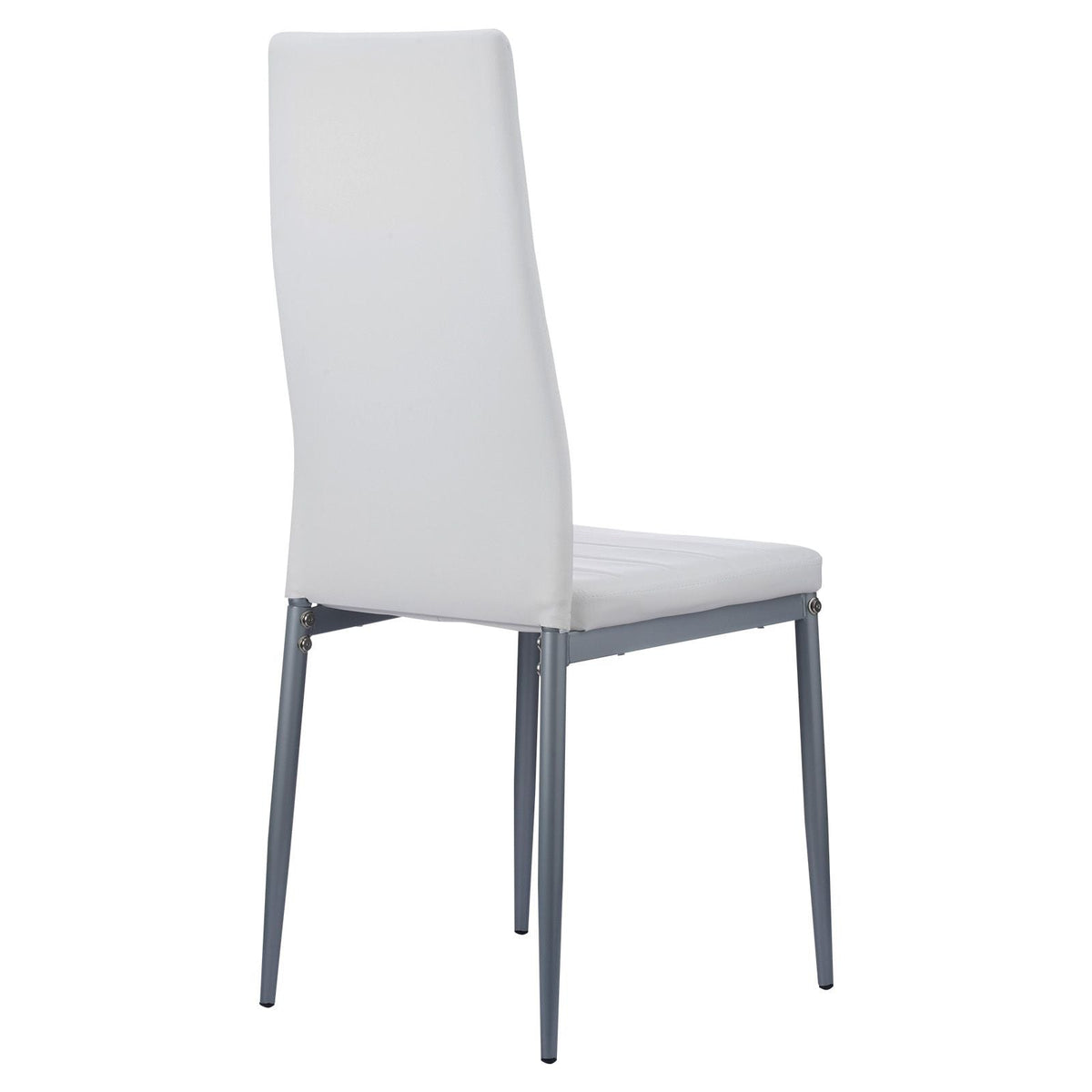 Modern Dining Room Accent Chairs Set of 6, Upholstered Leather Side Chair for Dining Tables, Space-Saving Kitchen Table Chair with Thick Cushions and Metal Legs, White