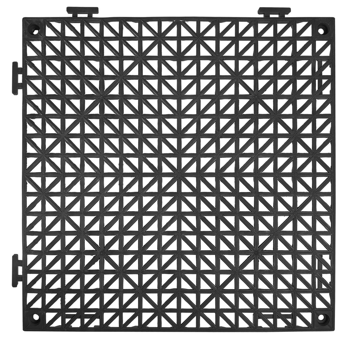Modular Interlocking Cushion, 12 Pack 12" x 12" Splicing Drainage Mats, Soft PVC Interlocking Drainage Floor Tiles, Non-Slip Drainage Holes for Restroom, Bathroom, Kitchen, Pool, Wet Areas, Blac