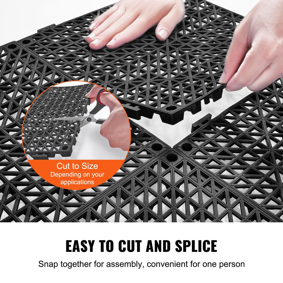Modular Interlocking Cushion, 12 Pack 12" x 12" Splicing Drainage Mats, Soft PVC Interlocking Drainage Floor Tiles, Non-Slip Drainage Holes for Restroom, Bathroom, Kitchen, Pool, Wet Areas, Blac