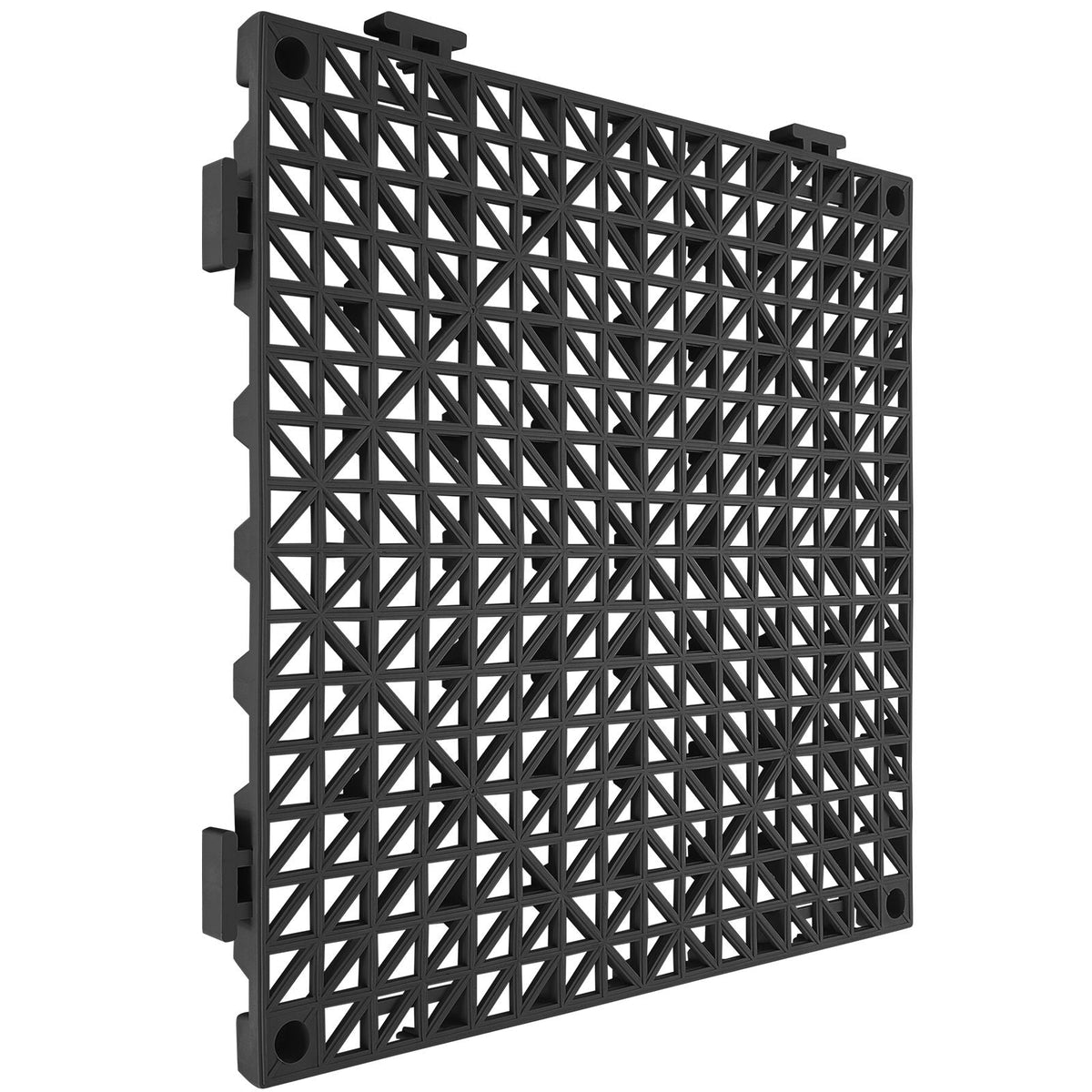Modular Interlocking Cushion, 12 Pack 12" x 12" Splicing Drainage Mats, Soft PVC Interlocking Drainage Floor Tiles, Non-Slip Drainage Holes for Restroom, Bathroom, Kitchen, Pool, Wet Areas, Blac