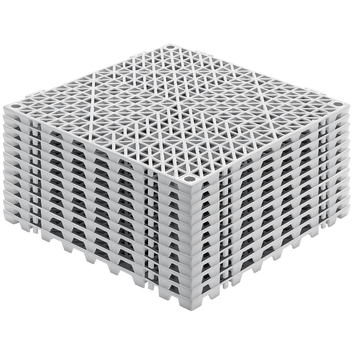 Modular Interlocking Cushion, 12 Pack 12" x 12" Splicing Drainage Mats, Soft PVC Interlocking Drainage Floor Tiles, Non-Slip Drainage Holes for Restroom, Bathroom, Kitchen, Pool, Wet Areas, Gray