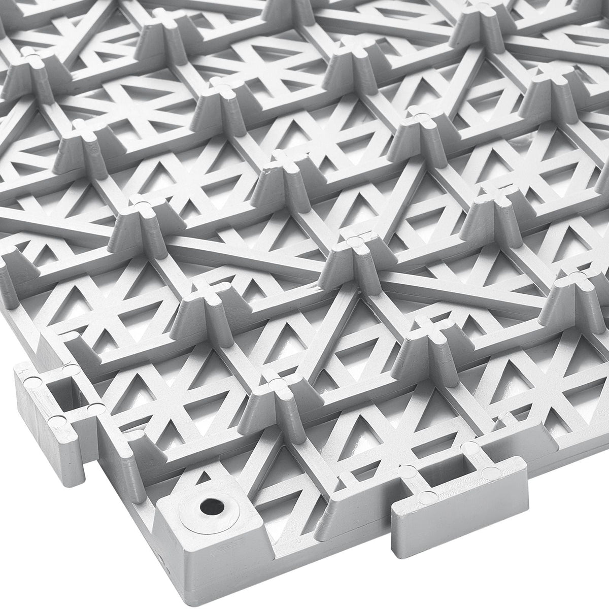 Modular Interlocking Cushion, 12 Pack 12" x 12" Splicing Drainage Mats, Soft PVC Interlocking Drainage Floor Tiles, Non-Slip Drainage Holes for Restroom, Bathroom, Kitchen, Pool, Wet Areas, Gray