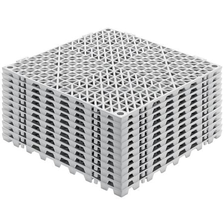 Modular Interlocking Cushion, 12 Pack 12" x 12" Splicing Drainage Mats, Soft PVC Interlocking Drainage Floor Tiles, Non-Slip Drainage Holes for Restroom, Bathroom, Kitchen, Pool, Wet Areas, Gray
