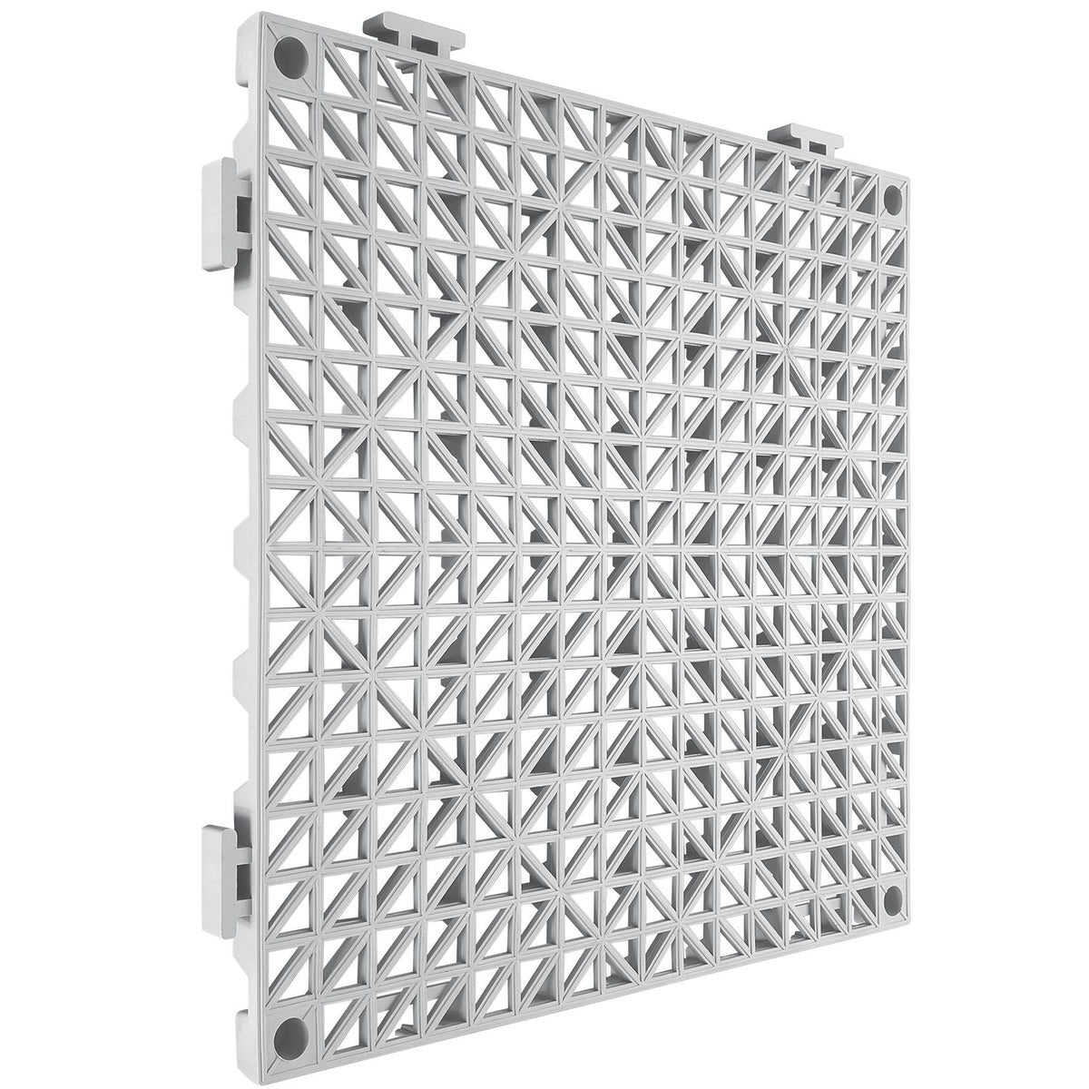 Modular Interlocking Cushion, 12 Pack 12" x 12" Splicing Drainage Mats, Soft PVC Interlocking Drainage Floor Tiles, Non-Slip Drainage Holes for Restroom, Bathroom, Kitchen, Pool, Wet Areas, Gray