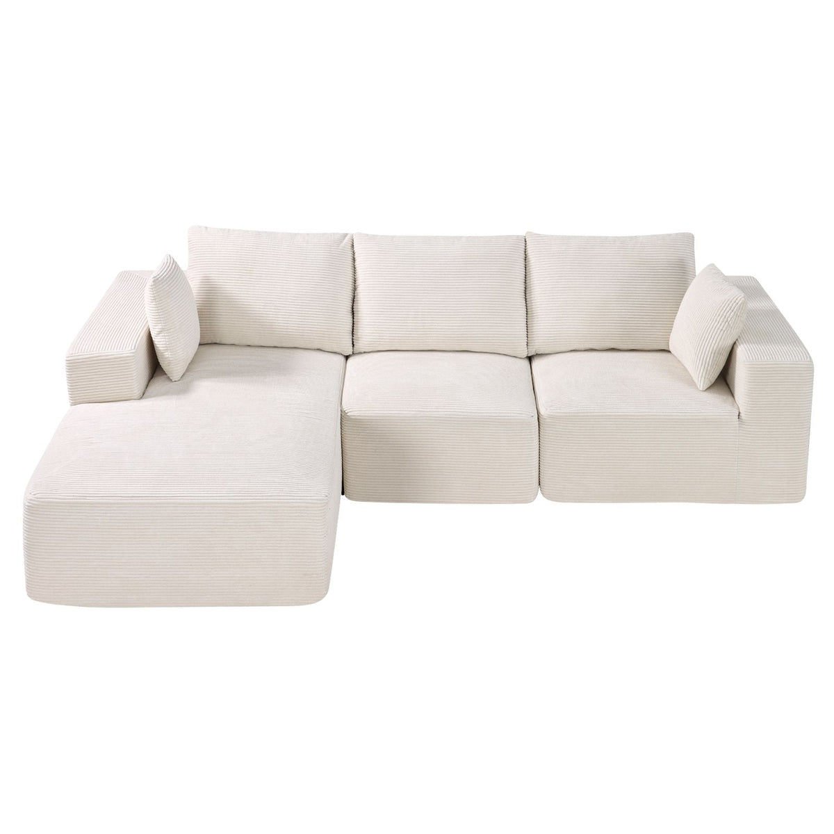 Modular Sectional Sofa, L Shaped Modular Sofa with Chaise, Cloud Sectional Couch with High Rebound Sponge and Density, Upholstered Corduroy Couch with Cushion for Living Room, Apartment, Beige