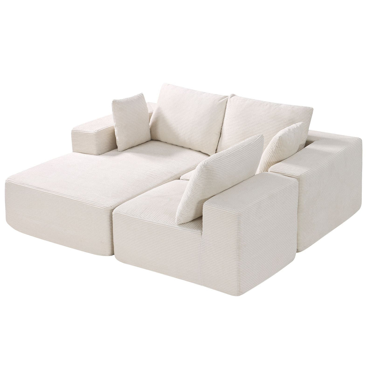 Modular Sectional Sofa, L Shaped Modular Sofa with Chaise, Cloud Sectional Couch with High Rebound Sponge and Density, Upholstered Corduroy Couch with Cushion for Living Room, Apartment, Beige