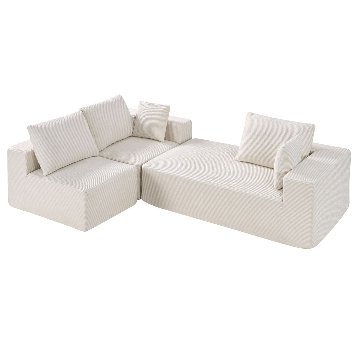 Modular Sectional Sofa, L Shaped Modular Sofa with Chaise, Cloud Sectional Couch with High Rebound Sponge and Density, Upholstered Corduroy Couch with Cushion for Living Room, Apartment, Beige