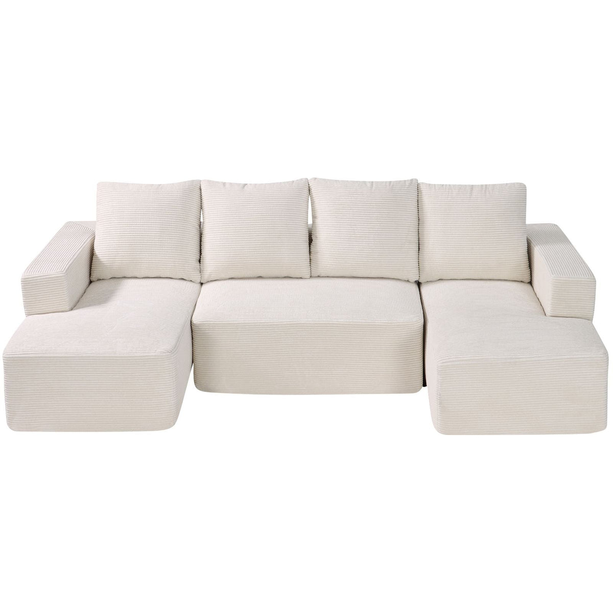 Modular Sectional Sofa, U Shaped Modular Sofa with Chaise, Cloud Sectional Couch with High Rebound Sponge and Density, Upholstered Corduroy Couch with Cushion for Living Room, Bedroom, Beige