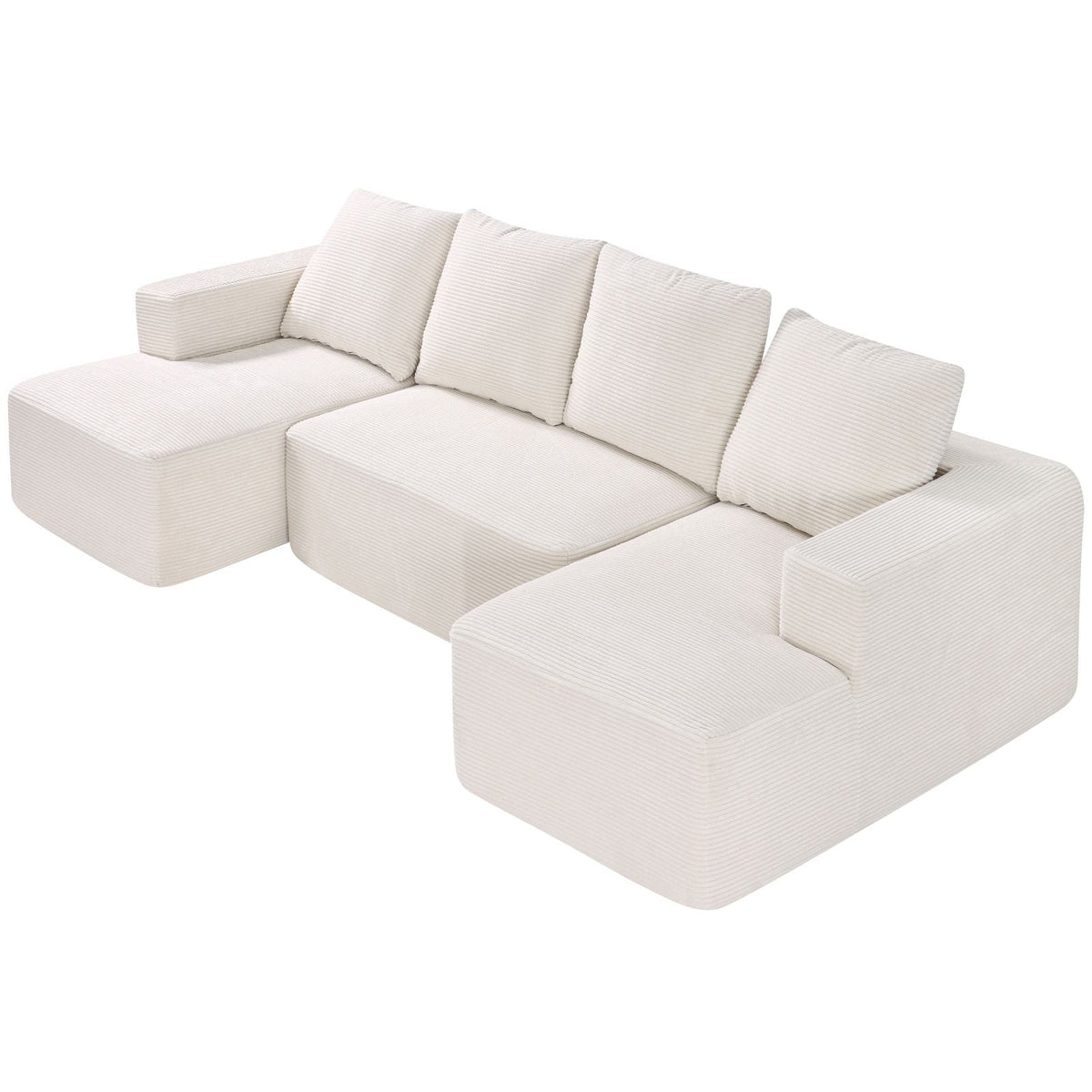 Modular Sectional Sofa, U Shaped Modular Sofa with Chaise, Cloud Sectional Couch with High Rebound Sponge and Density, Upholstered Corduroy Couch with Cushion for Living Room, Bedroom, Beige