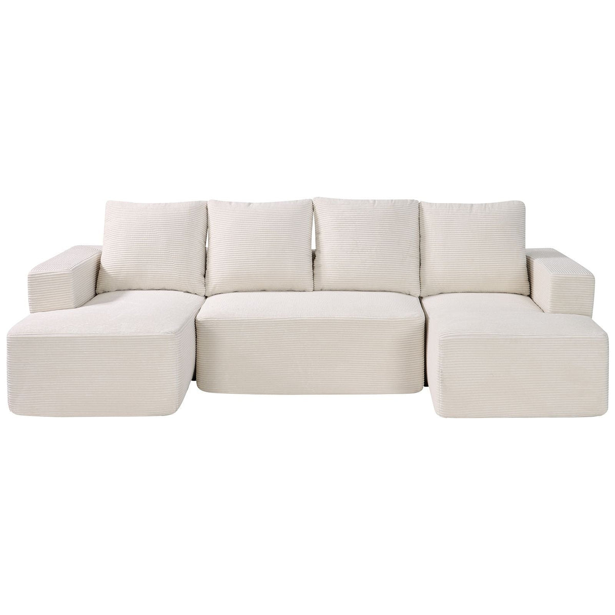 Modular Sectional Sofa, U Shaped Modular Sofa with Chaise, Cloud Sectional Couch with High Rebound Sponge and Density, Upholstered Corduroy Couch with Cushion for Living Room, Bedroom, Beige