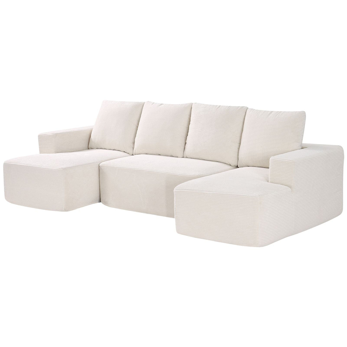 Modular Sectional Sofa, U Shaped Modular Sofa with Chaise, Cloud Sectional Couch with High Rebound Sponge and Density, Upholstered Corduroy Couch with Cushion for Living Room, Bedroom, Beige
