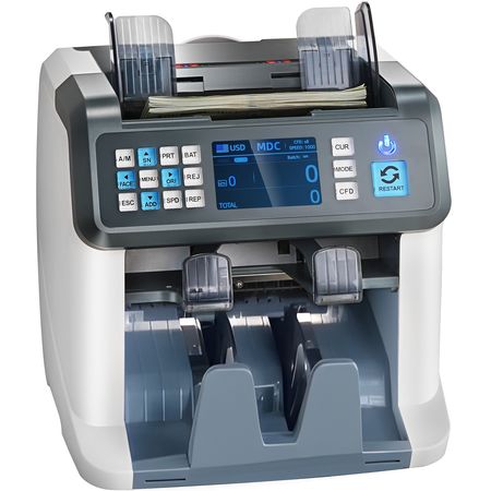 Money Counter Machine, Bill Counter with Mixed Denomination, 2CIS, SN, UV, IR, MG, DD Counterfeit Detection, Multi Currency, Value Counting Cash Counter and Sorter, Printer Enabled