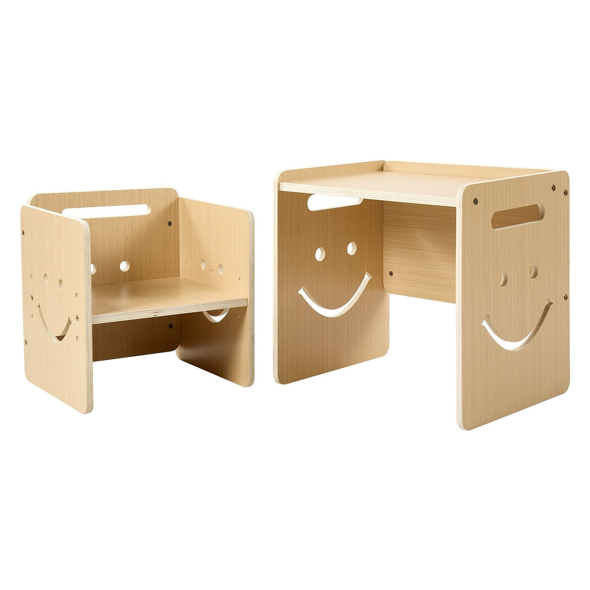 Montessori Weaning Table and Chair Set, Wooden, Kids Table and Chair Set for Toddlers 1-5, Step Stool with Whiteboard and 3 Heights Adjustable, Easy to Clean, for Eating Drawing Reading Playing
