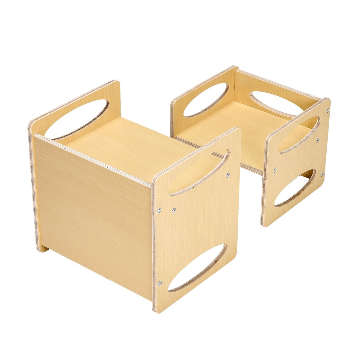 Montessori Weaning Table and Chair Set, Wooden Toddler Table and Chair Set for Aged 1-5, Adjustable Height Kids Montessori Chair and Activity Table, Ideal for Reading, Eating, Playing - Natural