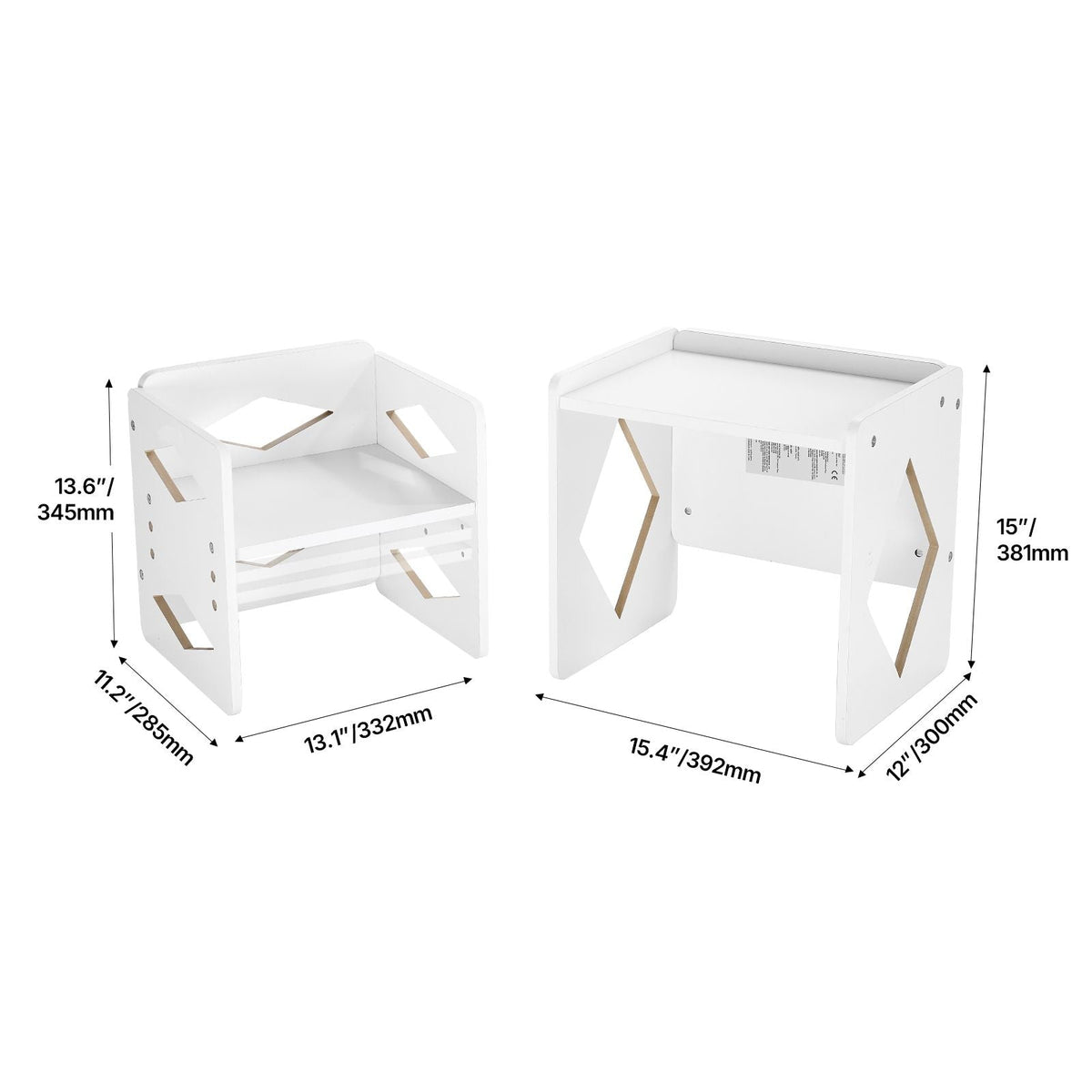 Montessori Weaning Table and Chair Set, Wooden Toddler Table and Chair Set for Aged 1-5, Adjustable Height Kids Montessori Chair and Activity Table, Ideal for Reading, Eating, Playing - White