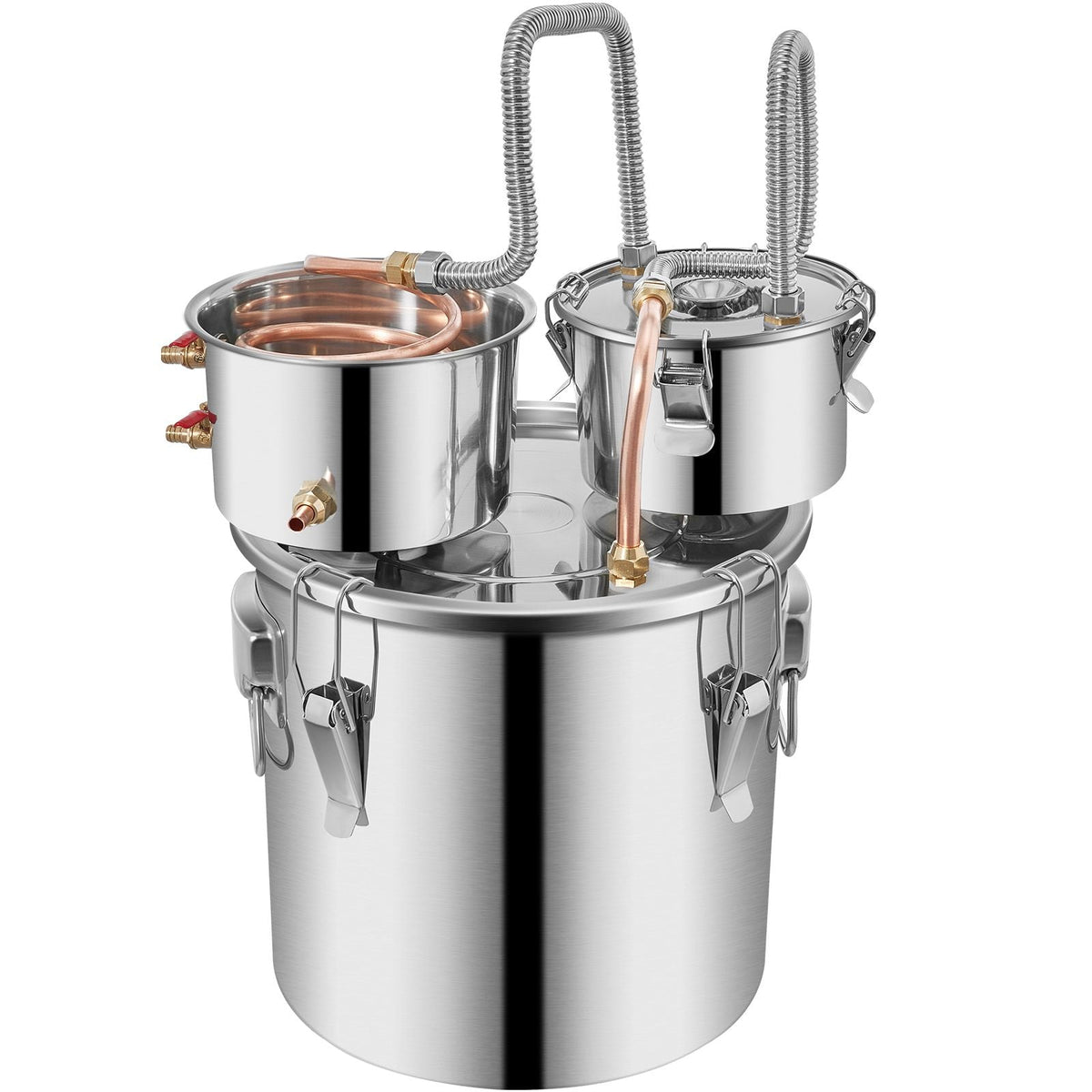 Moonshine Still Stainless Steel Water Alcohol Distiller Copper Tube With Circulating Pump Home Brewing Kit Build-in Thermometer for DIY Whisky Wine Brandy Spirits