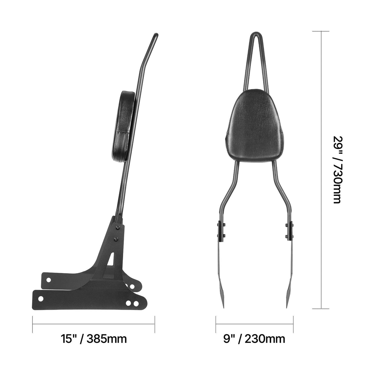 Motorcycle Backrest Sissy Bar, Compatible with Harley-Davidson Dyna Street Glide, Road Glide, and Road King, 29-Inch Height Detachable Passenger Backrest, Black