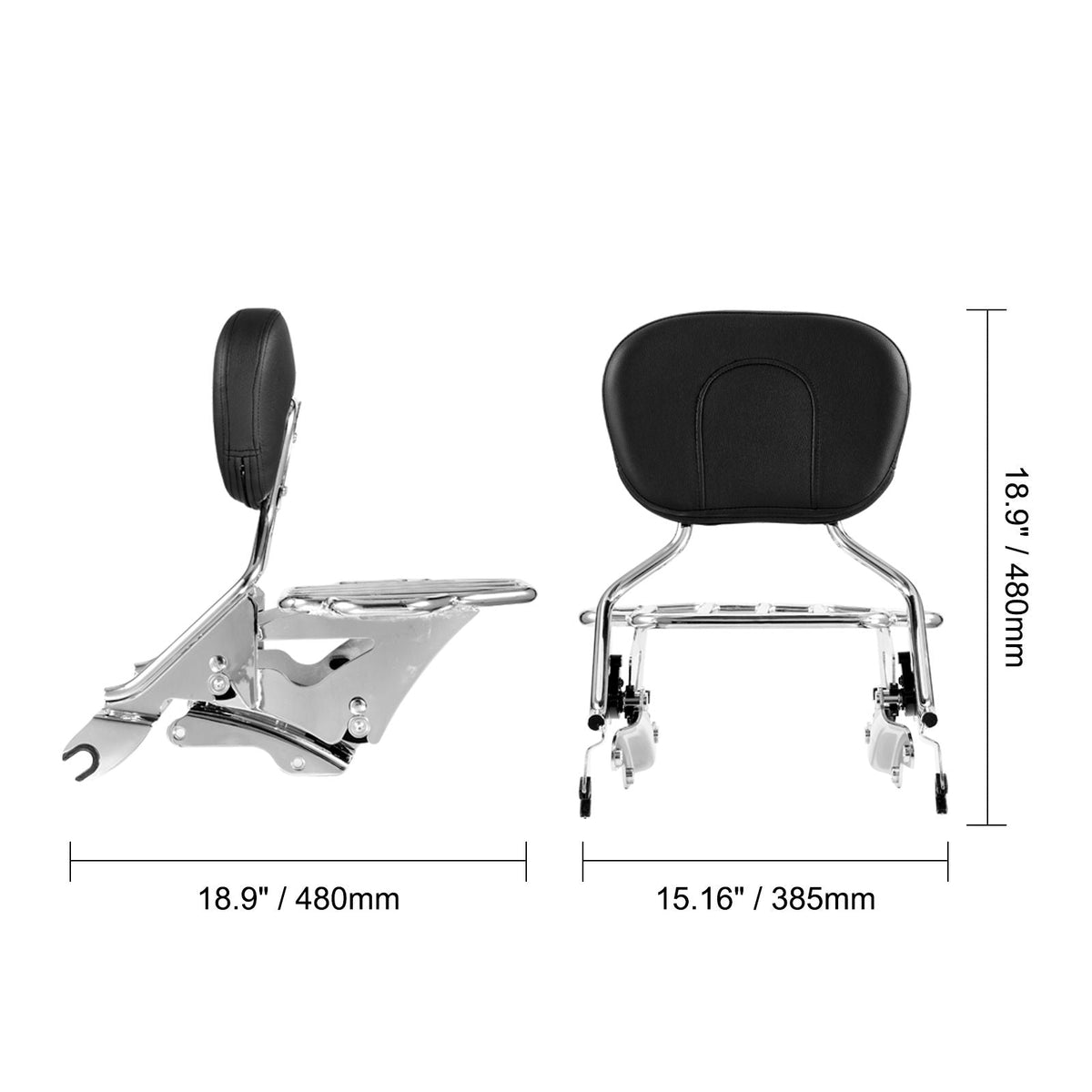 Motorcycle Backrest Sissy Bar with Luggage Rack, Compatible with Harley-Davidson Touring Models, Street Glide, Road Glide, and Road King, Detachable Passenger Backrest for Motorcycles