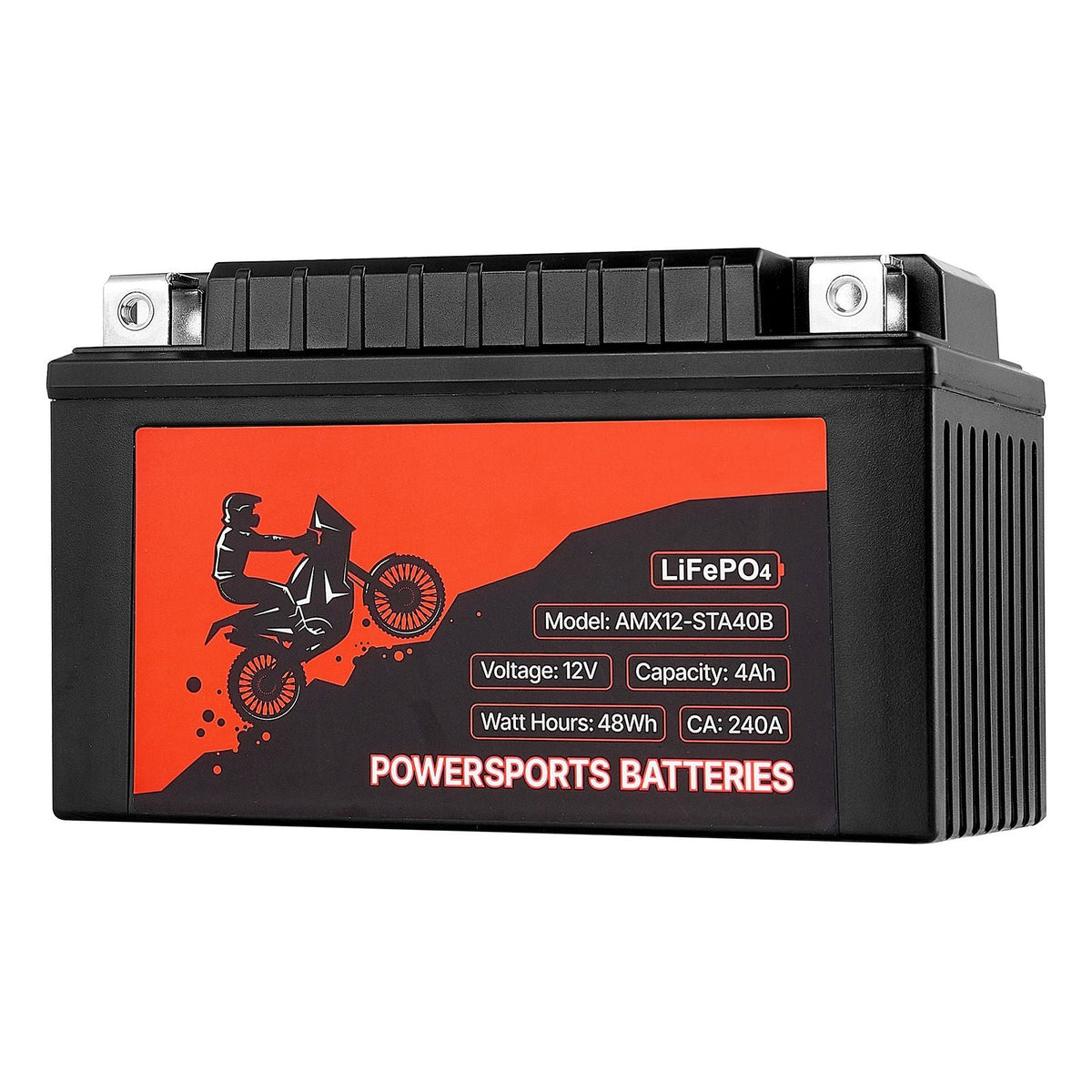 Motorcycle Battery, 12 Volt 4Ah, LiFePO4 Lithium Pre-Charged Powersports Battery, Maintenance Free & High Performance, Compatible with ATV, Motorcycle, Jet Skis, Scooter, UTV, and More