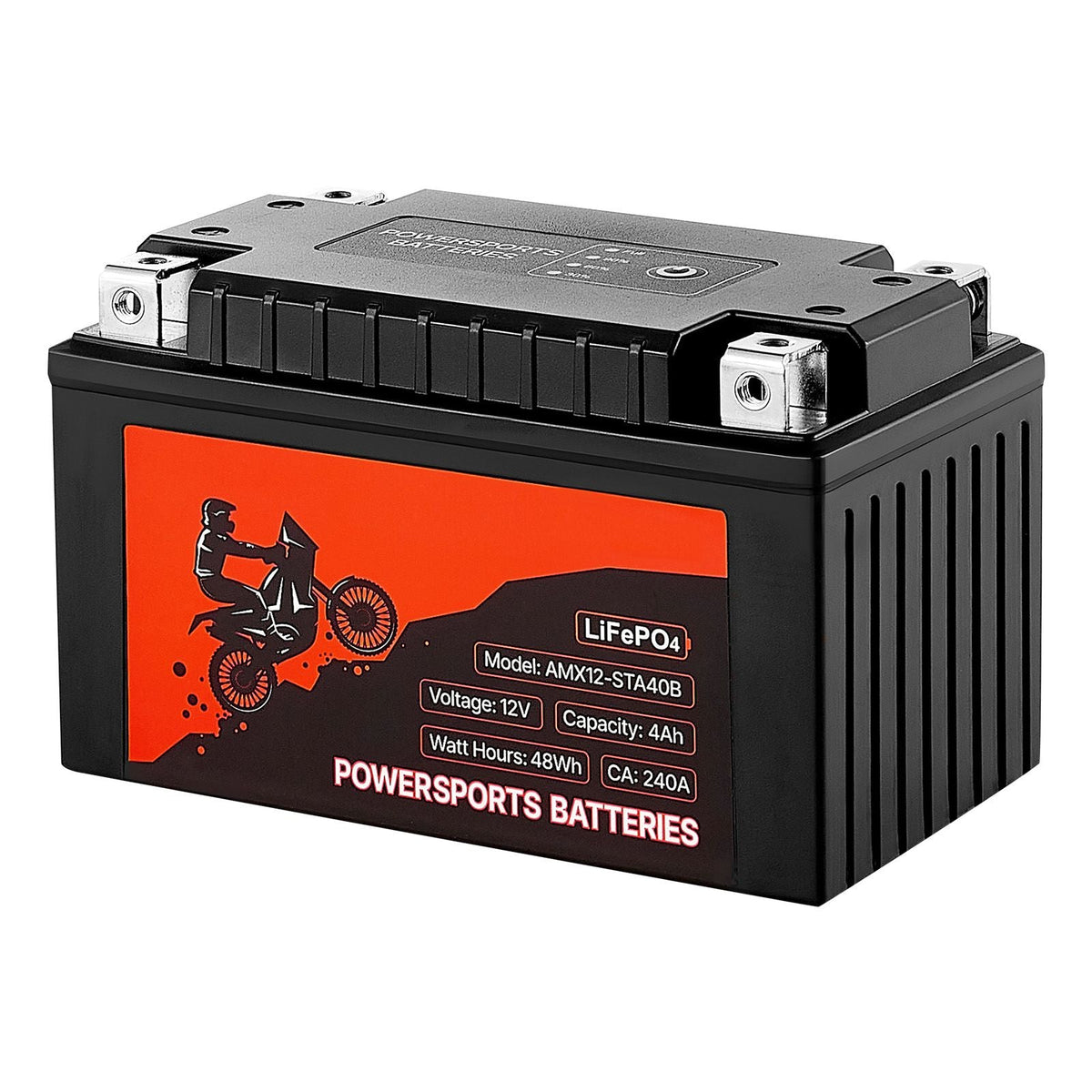 Motorcycle Battery, 12 Volt 4Ah, LiFePO4 Lithium Pre-Charged Powersports Battery, Maintenance Free & High Performance, Compatible with ATV, Motorcycle, Jet Skis, Scooter, UTV, and More