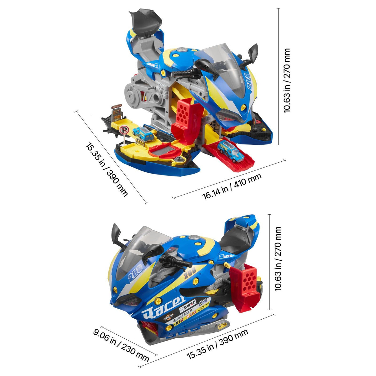 Motorcycle Engine Toy, 25 Pieces, Motorcycle Mechanic Toy with Removable Parts, Lights & Sounds, Simulated Riding & Track Racing, Kids Mechanic Workshop Set for Toddler 3 Years and Up, Blue