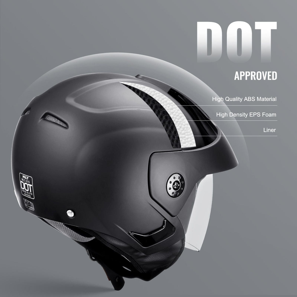 Motorcycle Helmet, 3/4-Face, Smart Street ABS & High Density Helmet with Interchangeable Lens, DOT Approved Comfortable Motocross Helmet, Fit for Youth & Adults