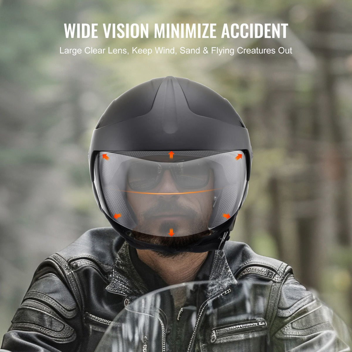 Motorcycle Helmet, 3/4-Face, Smart Street ABS & High Density Helmet with Interchangeable Lens, DOT Approved Comfortable Motocross Helmet, Fit for Youth & Adults