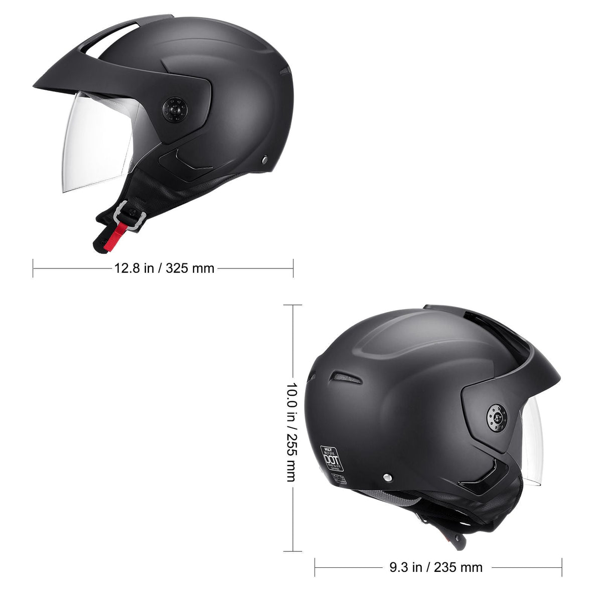 Motorcycle Helmet, 3/4-Face, Smart Street ABS & High Density Helmet with Interchangeable Lens, DOT Approved Comfortable Motocross Helmet, Fit for Youth & Adults