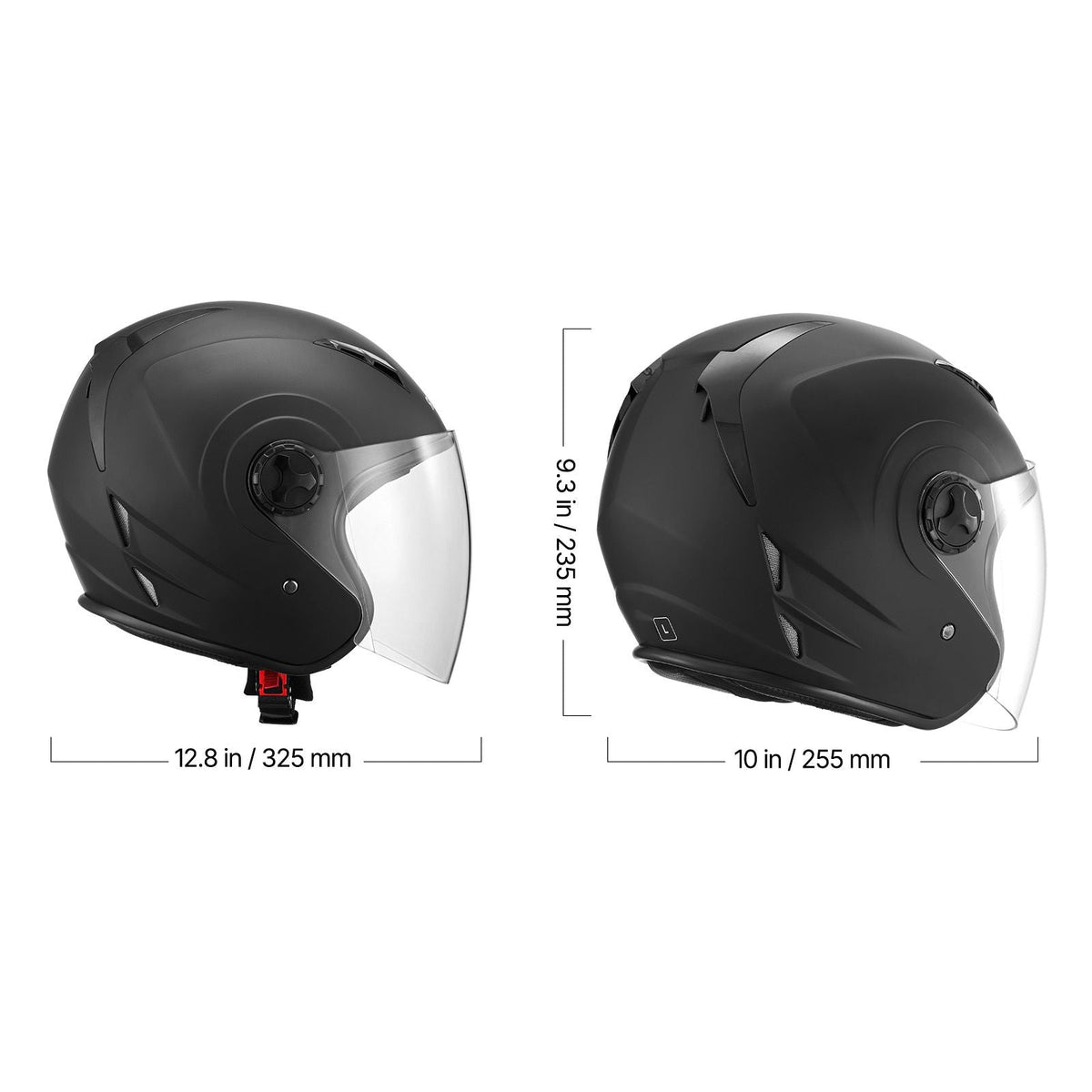 Motorcycle Helmet, 3/4 Open Face, Adult Motocross Dirt Bike Helmet with Clear Visor, Comfortable Motorbike Racing Street with Detachable Liner for Men & Women, DOT Approved, (Matte Black, L)