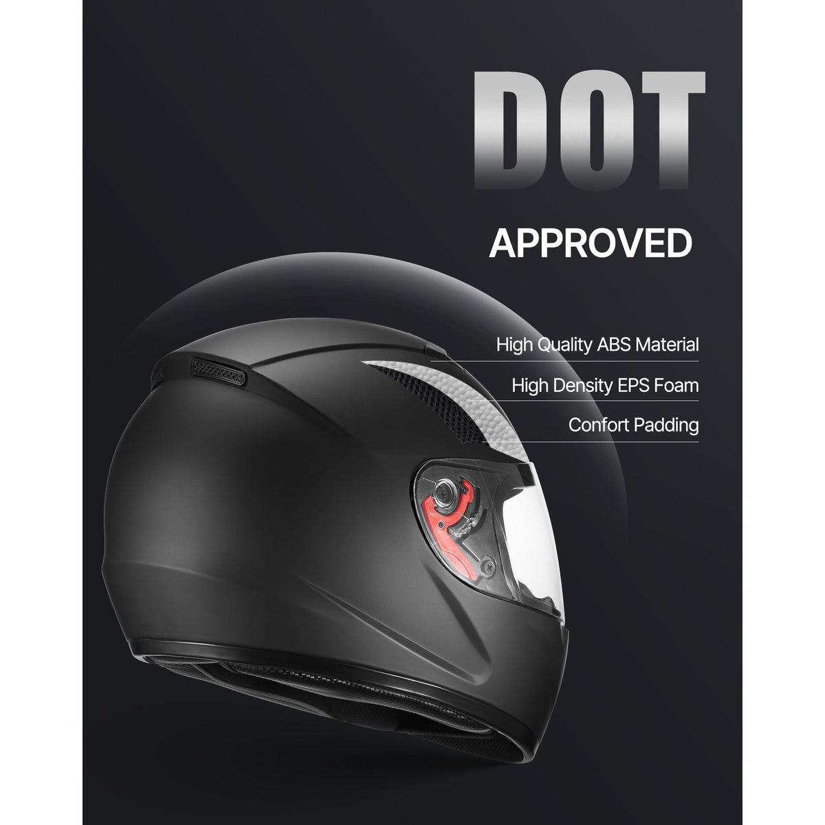 Motorcycle Helmet, Full Face, Adult Motocross Dirt Bike Helmet with Tinted and Clear Dual Visor, Motorbike Racing Street with Detachable Liner for Men & Women, DOT Approved, (Matte Black, XL)