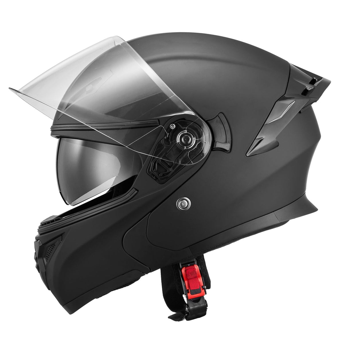 Motorcycle Helmet, Modular, Adult Motocross Dirt Bike Helmet with Large Clear Visor, Comfortable Motorbike Racing Street with Detachable Liner for Men & Women, DOT Approved, (Matte Black, L)