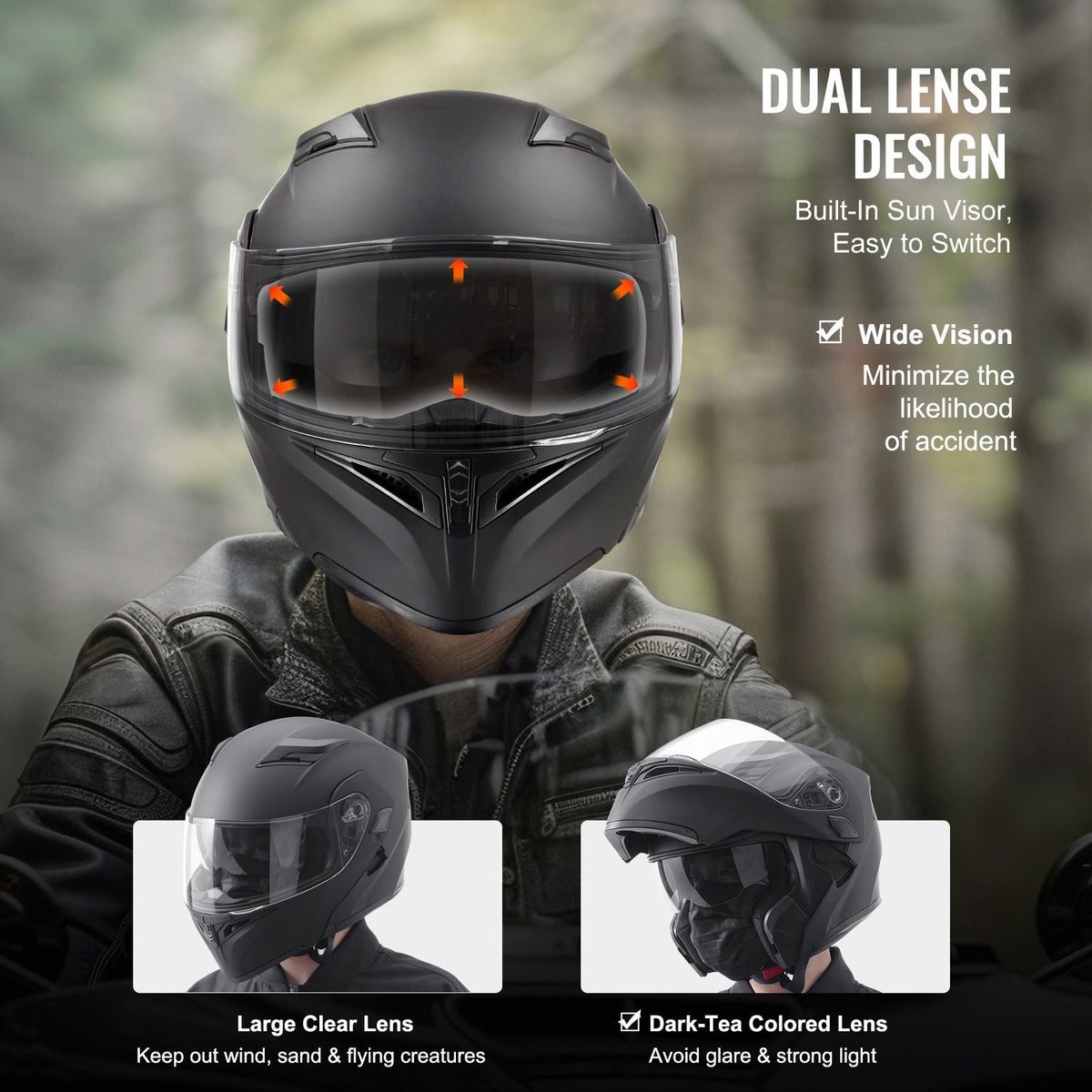Motorcycle Helmet, Unmasked, Smart Street ABS & High Density Helmet with Bluetooth Slot & Interchangeable Lens, DOT Approved Comfortable Motocross Helmet, Fit for Youth & Adults