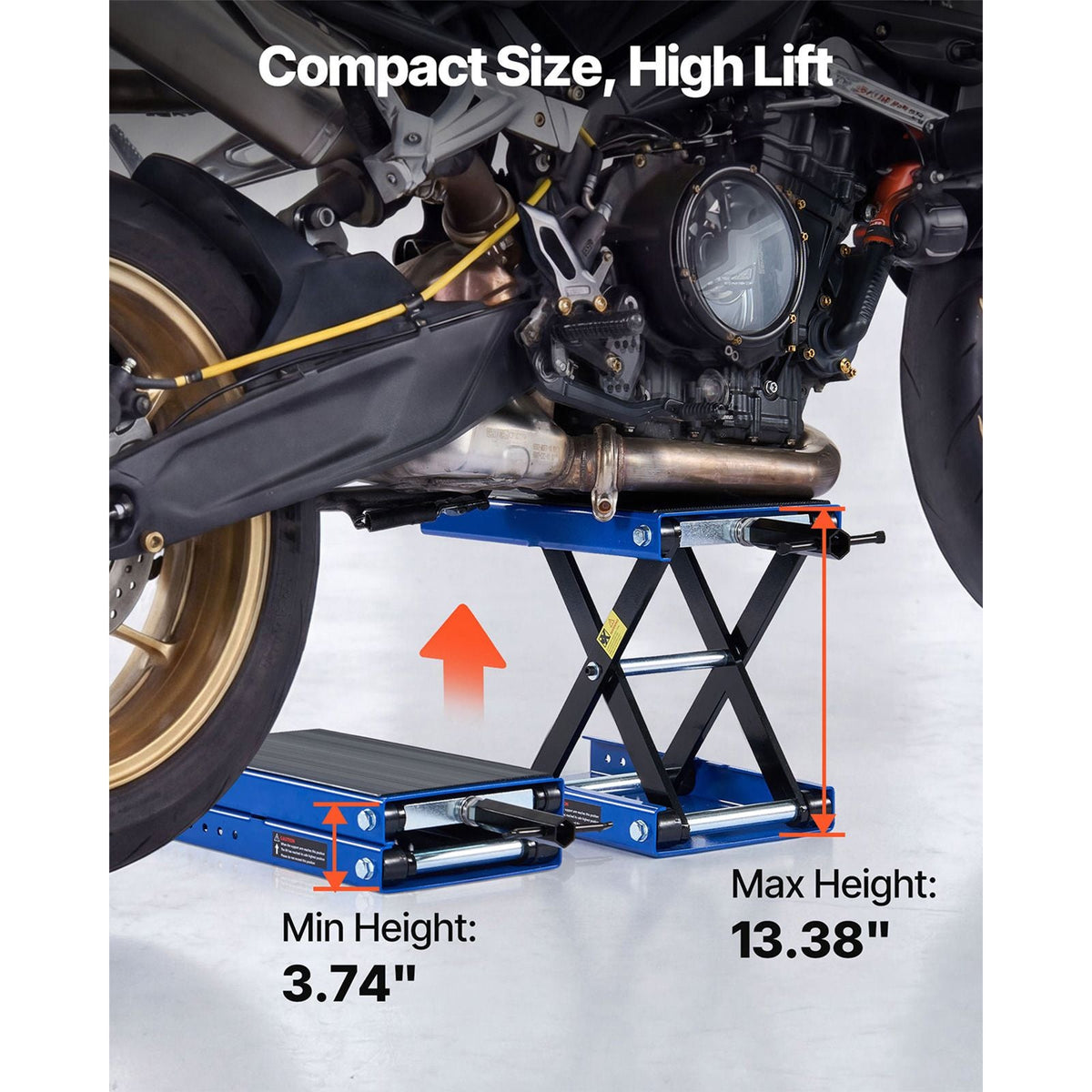 Motorcycle Lift, 1100 lbs Motorcycle Scissor Lift Jack with Wide Deck & Lock Pin, 3.74"-13.38" Center Hoist Crank Stand, Steel Scissor Jack for Street Bikes, Cruiser Bikes, Touring, Blue/Black