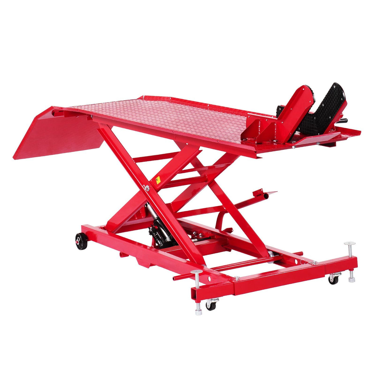 Motorcycle Lift Table, 1000lbs Weight Capacity, 360° Flexible Moving Motorcycle Jack Stand, 8.6-31 in Height Range, Heavy Duty Bike Repair Stand with Security Lock for ATVs, Dirt Bike
