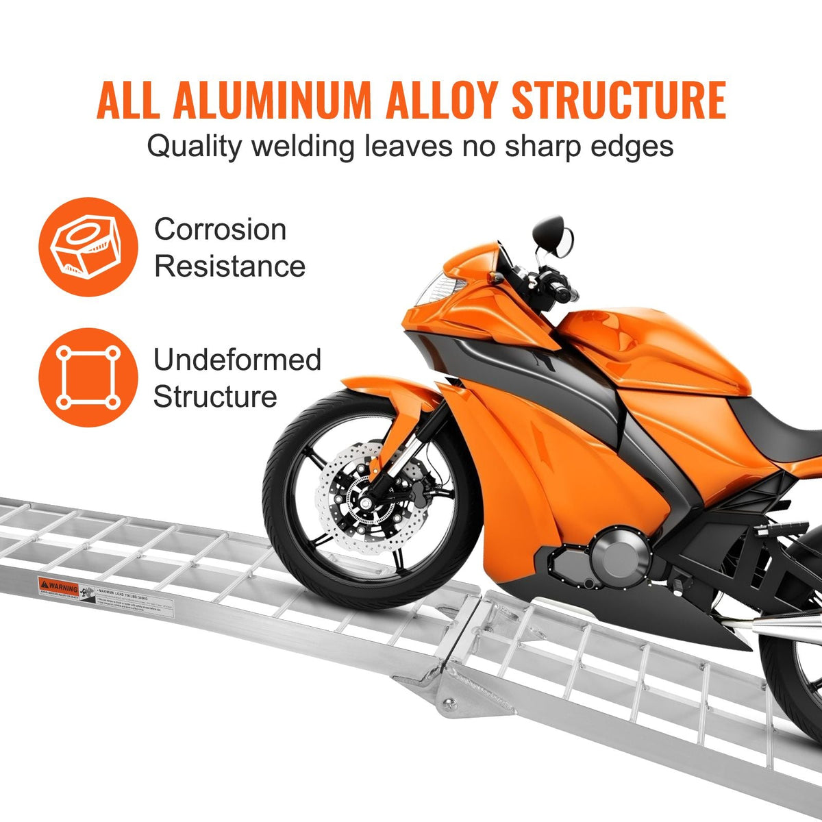 Motorcycle Ramp, 750lbs Folding Loading Ramp for Pickup Trucks Bed, Trailers Ramp with Load Straps for Motorcycle, Dirt Bike, UTV, Lawn Mower, Truck, Snowblower, Cargo Trailer, 89"L x 12"W,1Pc