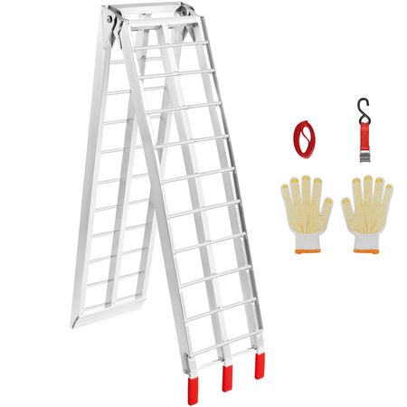 Motorcycle Ramp, 750lbs Folding Loading Ramp for Pickup Trucks Bed, Trailers Ramp with Load Straps for Motorcycle, Dirt Bike, UTV, Lawn Mower, Truck, Snowblower, Cargo Trailer, 89"L x 12"W,1Pc