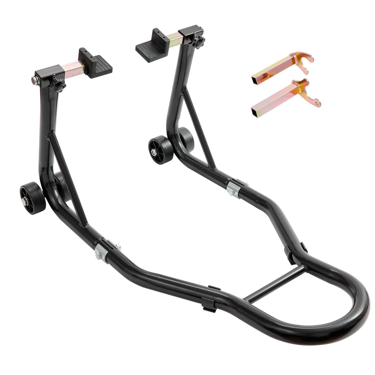 Motorcycle Rear Wheel Stand, with U + L Fork Swingarm Spool, 850 lbs Capacity Heavy Duty Rear Wheel Stand Motorcycle Lift Jack Stand, for Suzuki Yamaha Honda Kawasaki, Black