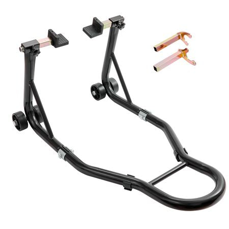 Motorcycle Rear Wheel Stand, with U + L Fork Swingarm Spool, 850 lbs Capacity Heavy Duty Rear Wheel Stand Motorcycle Lift Jack Stand, for Suzuki Yamaha Honda Kawasaki, Black