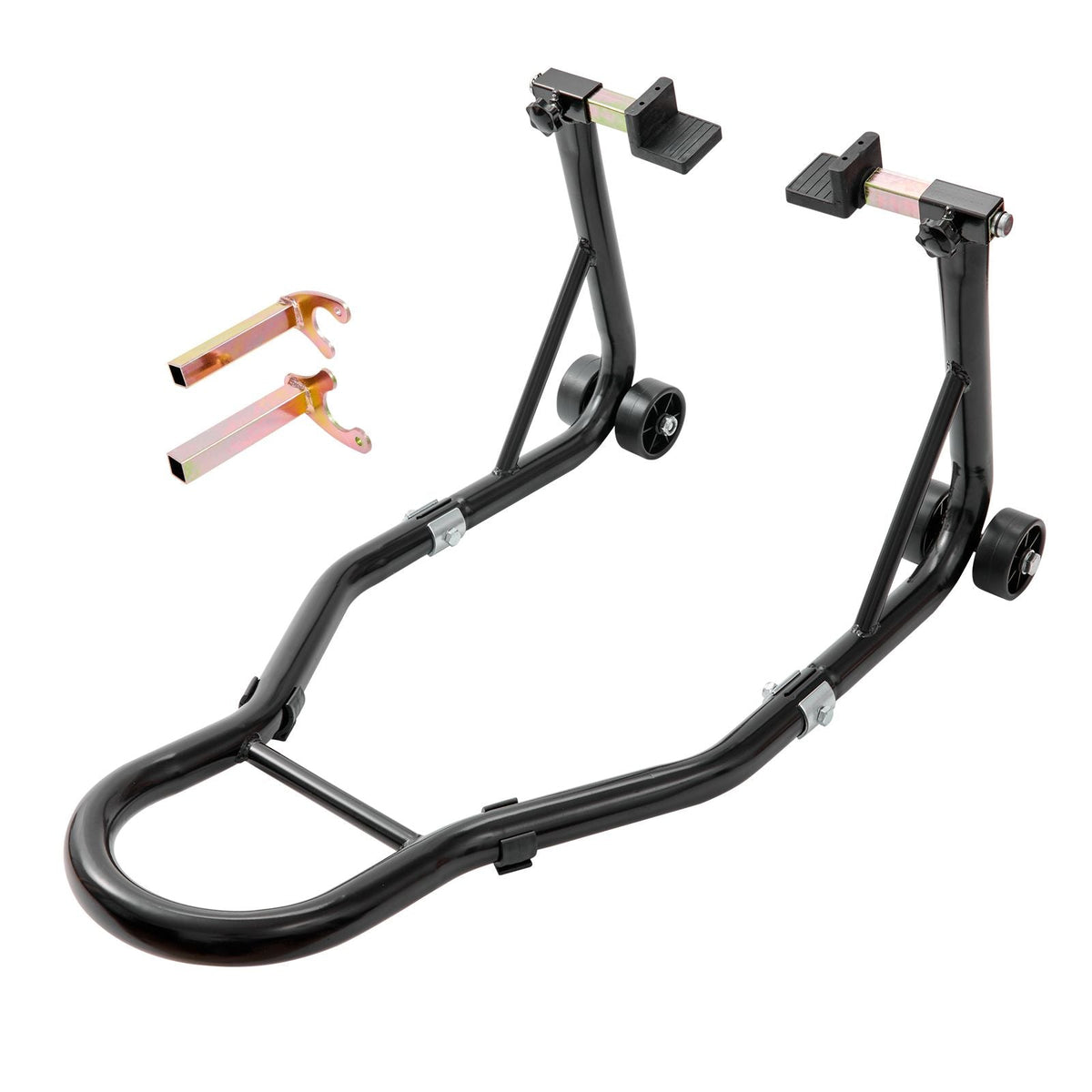 Motorcycle Rear Wheel Stand, with U + L Fork Swingarm Spool, 850 lbs Capacity Heavy Duty Rear Wheel Stand Motorcycle Lift Jack Stand, for Suzuki Yamaha Honda Kawasaki, Black